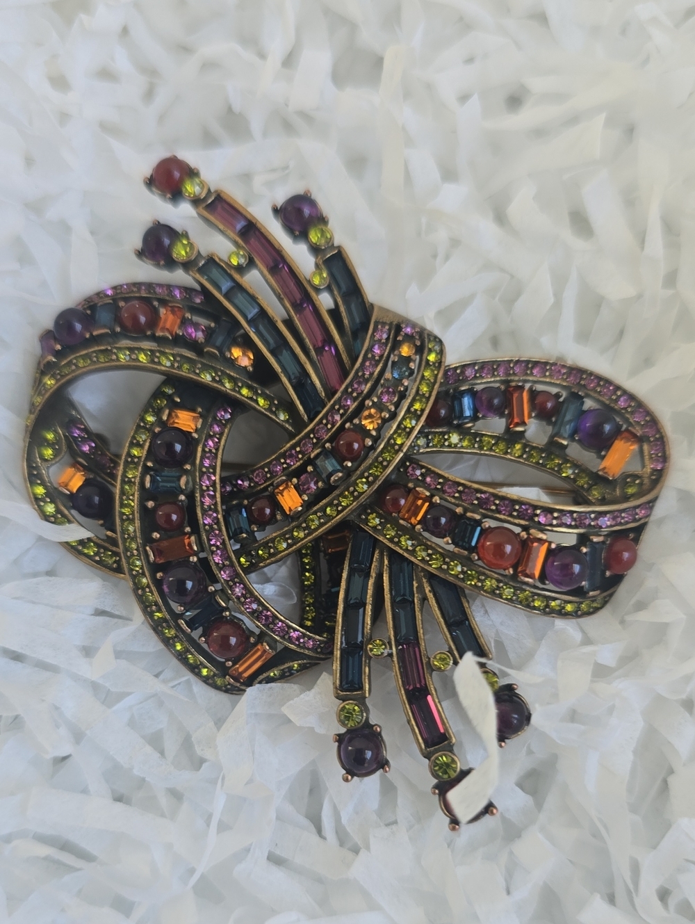 Heidi Daus Multicolor Crystal Ribbon Knot Brooch - Women Jewelry